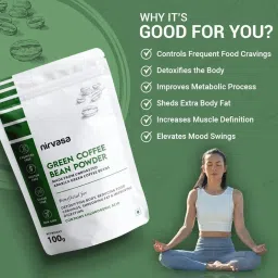 Nirvasa Unroasted Arabica Green Coffee Bean Powder with Chlorogenic Acid for Men & Women | for Body Detoxification & Weight Management | 100g X 3 image 4