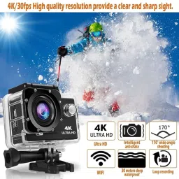 RNH 4K 30Fps Action Ultra Hd Camera with Accessories Kit | WiFi | 16 MP | 170 Degree Wide Angle Lens | 98FT Underwater Waterproof ditgital Roller Camera (Black) image 3