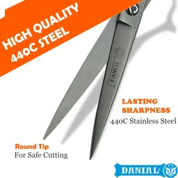 DANIAL High Carbon Razor Cut Stainless Steel Hair Cutting Scissors - Professional Barber Scissors for Men and Women - Ideal for Beard, Moustache, and Nose Trimming 7 INCH (SATIN) image 4
