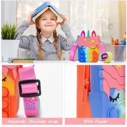 civan Mini Colorful Pop Purse, Unicorn Shoulder Bag for Girls and Women, Fidget Toy Backpack for ADHD Anxiety, Kids Birthday Gift image 2