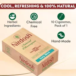 Nirdosh Herbal Smoking Sticks | Icey Mint Flavor | 100% Natural Herbs | Tobacco & Nicotine Free | Non-Addictive | Pack of 1 (10 Sticks) image 5