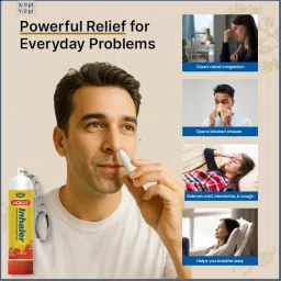 No Kas Inhaler | Cold, Cough & Nasal Congestion Relief | Clears Blocked Nose, Eases Sinus Pressure, Headache & Breathing | Herbal Vapour Inhaler with Menthol, Camphor & Eucalyptus Oil | Pocket-Friendly, Non-Drowsy image 2