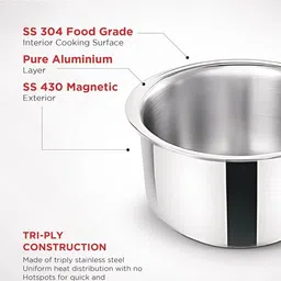 classic essentials Triply Stainless Steel Induction & Gas Friendly Sauce Pan 16 cm diameter 1 L capacity image 5