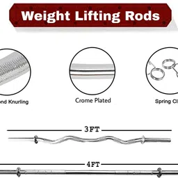ymd 15 kg Premium Rubber Plates (2.5KGx6 Plates ) 3FT Curl & 4FT Straight 28MM Rods Home Gym Combo image 2