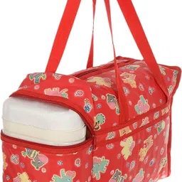homestic by kuber industries PVC Teddy Print Mothers Bag With 2 Bottle Holders & Handle (Red) Mothers Bag image 3