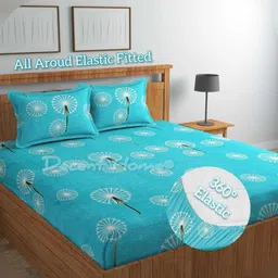 decent home Cotton Queen Fitted (Elastic) 240 TC Floral Bedsheet-picture-12