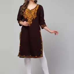 crown king garments Women Embroidered Wool Straight Kurta-picture-12