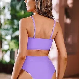 pride style Self Design Women Bikini Purple Swimsuit image 5