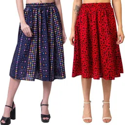 manat diva Women Printed A-line Multicolor Skirt-picture-28