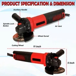 digital craft Angle Grinder 1300W Powerful Motor 100mm Disc 11000 RPM Copper Armature Angle Grinder image 4