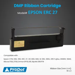 PRODOT DMP Ribbon Cartridge Compatible with EPSON ERC 27 Dot Matrix Printer, Pack of 04 Black Ink Cartridge image 2