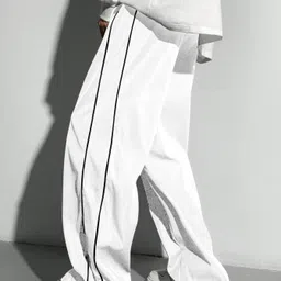 rajovati Men Striped White Track Pants image 5