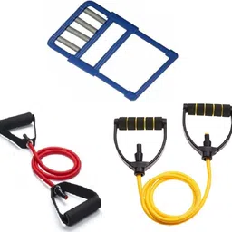 dr pacvu Set3|Single and Plastic Resistance Band, Plastic Gripp Body Stretching,Exerciser Fitness Accessory Kit Kit image 1