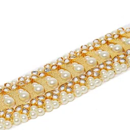 Zaveri Pearls White Gold-Plated Pearls & Kundan Studded Jewellery Set image 5