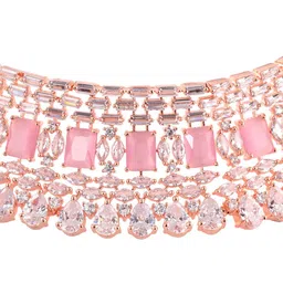 Saraf RS Jewellery Rose Gold-Plated & Pink AD Studded Handcrafted Jewellery Set image 4