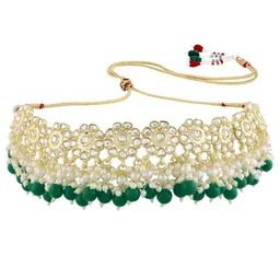 I Jewels Gold-Plated Stone-Studded & Artificial Beaded Jewellery Set image 4