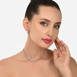 Zaveri Pearls Rose Gold-Plated Cubic Zirconia Studded Jewellery Set image 5