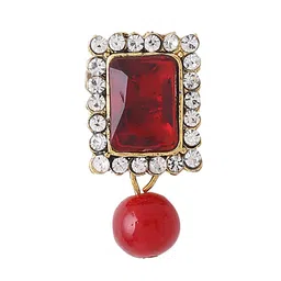 Yellow Chimes Gold plated Red beads Jewellery set image 4