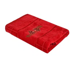 Kuber Industries Set Of 2 Red Solid Pure Cotton 400 GSM Bath Towels image 5