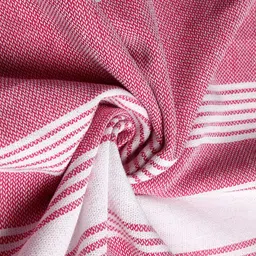 Arrabi Set Of 2 White & Pink Striped 210 GSM Cotton Bath Towels image 3