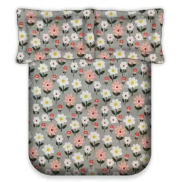 labham Red and White Floral 180 TC Cotton Single Bedsheet with 1 Pillow Cover image 5