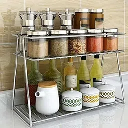 cec Containers Kitchen Rack Stainless Steel Spice Trolley Container Organiser/Basket for Boxes/ Bathroom Organiser/Utensils Dishes Plates for Home Steel-picture-15