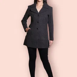 troo blue Women Solid Double Breasted Casual Blazer-picture-17