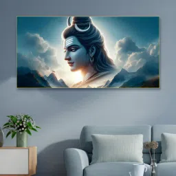 nestroots Gold Canvas Framed Vibrant Lord Shiva Divine Art Wall Painting(18X36 Inch)-picture-21