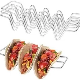 matfa Stainless Steel Taco Shell Holder Stand Taco Tray Plates Holds 3 Taco Taco Holder Serving Set-picture-11