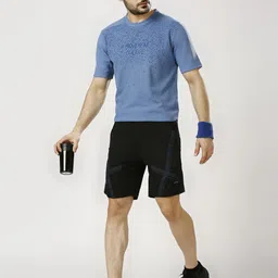 black panther Solid Men Black Sports Shorts image 4