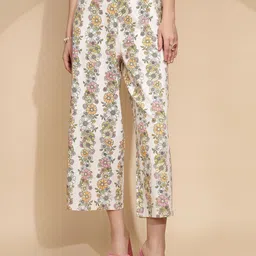 Global Republic Floral Printed Mid-Rise Cotton Loose Fit Culotte Trouser-image-33