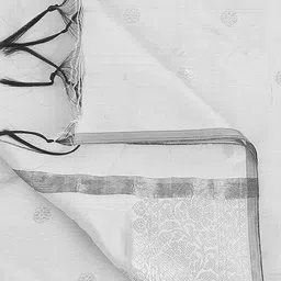 dupatta bazaar Silk Blend Woven Silver Women Dupatta image 4