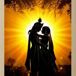 Radha Krishna Eternal Love Silhouette Wall Art Frame Digital Reprint 12 inch x 9 inch Painting-image-41