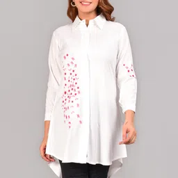 myorica Women Regular Fit Embroidered Spread Collar Casual Shirt-picture-15