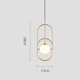 stello Modern Arc Pendant Light Gold Frame with Frosted Glass Globe image 2