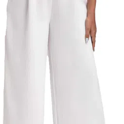 kotty Women Straight Fit White Viscose Rayon Trousers-picture-16