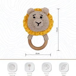love crochet art Crochet Baby Rattle for Newborn, Crochet Lion Rattle cum Soft Toys, gift toys Rattle image 3