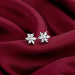 giva 925 Flowery Snowflake Studs|Lifetime Plating|6 Month Warranty Zircon Sterling Silver Stud Earring-picture-11