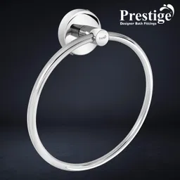 prestige Stainless Steel Round Towel Ring for Bathroom/Napkin-Towel Hanger- Pack of 5 SILVER Towel Holder image 3
