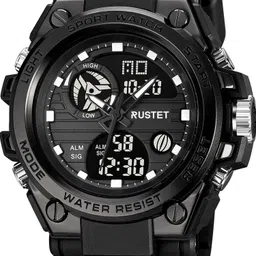 rustet 50m Waterproof Dual-Time Multifunction 12H / 24H Format Analog-Digital Watch - For Men Sports Watch with PU Strap-picture-22