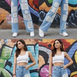 hug nation Women Straight Fit High Rise White Jeans image 5