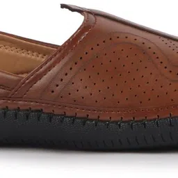 fausto Perforated Ethnic Round Toe Jutti for Wedding|Flexible Rubber Sole|Pathani Kurta Mojaris For Men image 5