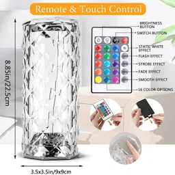 sxp Crystal Diamond Table Lamp 16 Color RGB Changing Mode LED Night Lights Night Lamp image 3
