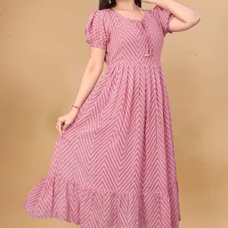 qena Solid Georgette Stitched Flared/A-line Gown image 3