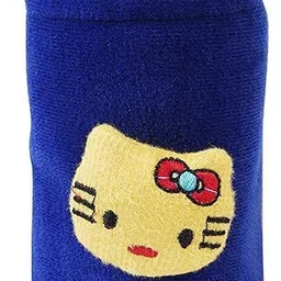 da anushi Soft Plush Stretchable Baby Feeding Bottle Cover Easy to Hold Strap and Zip|Suitable for 130 ML-250 ML Feeding Bottle Light Pink-Dark Blue image 2