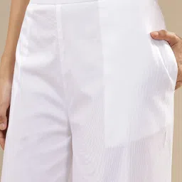 libas Women Straight Fit White Cotton Blend Trousers image 4
