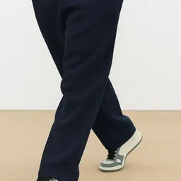 metronaut Men's Polyester Causal Drawstring Comfortable Loose Fit Trouser Pant Loose Fit Men Dark Blue Polyester Trousers image 3