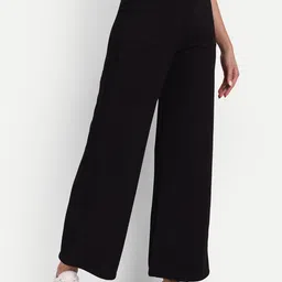 next one Women Loose Fit Black Lycra Blend Trousers-picture-13
