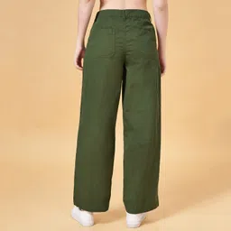 honey by pantaloons Women Relaxed Green Pure Cotton Trousers image 2
