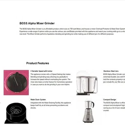 boss Premium 750 W Mixer Grinder image 4